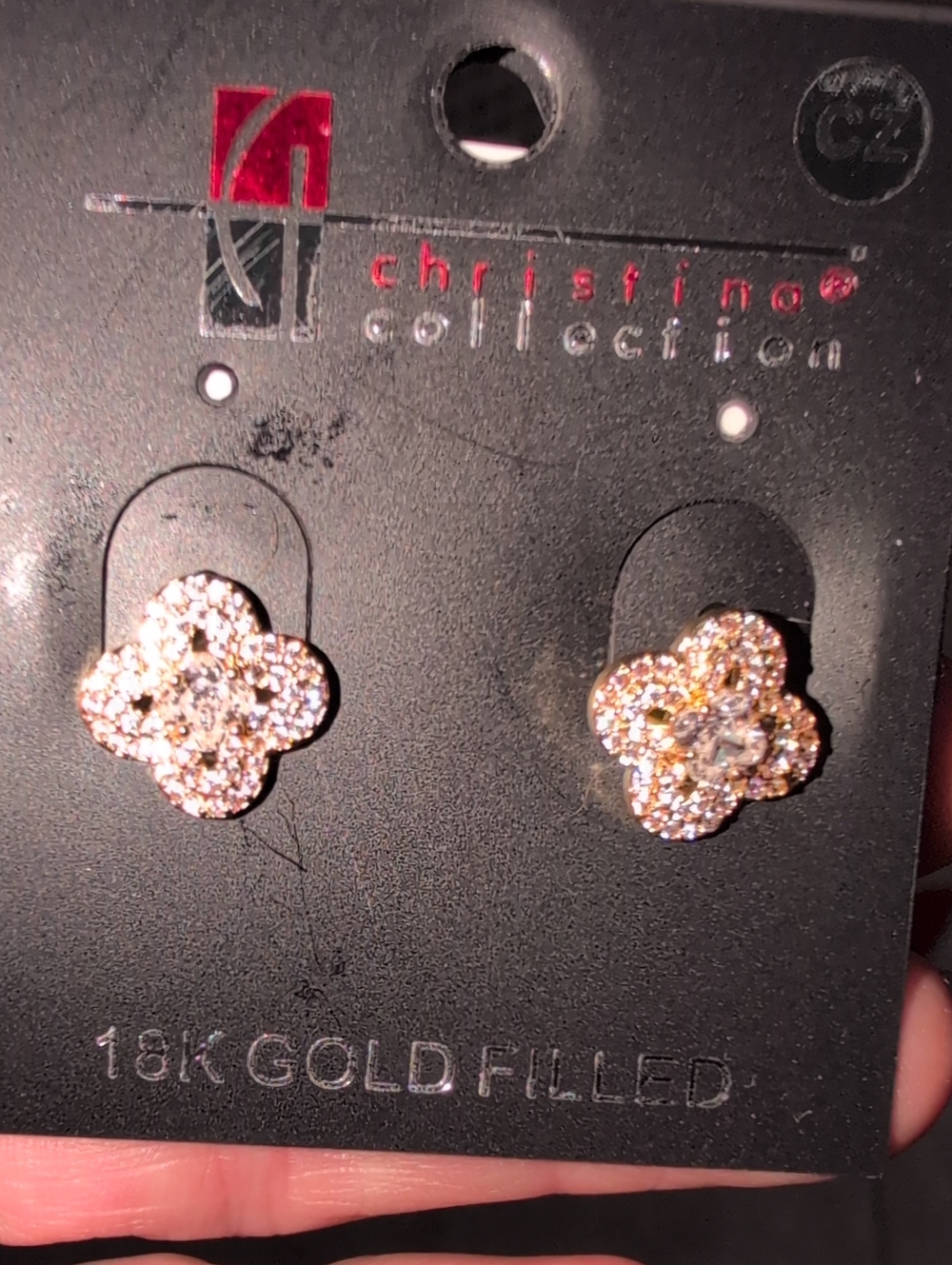 Christina Collection Gold CZ Flower Cluster Pierced Stud Earrings